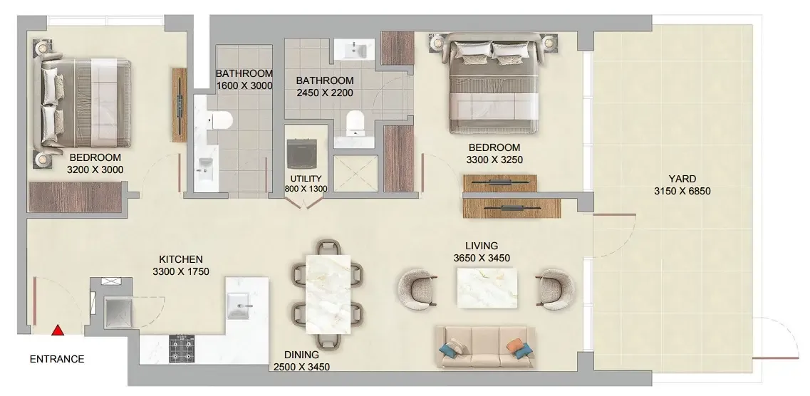 2 bedroom Apartments floor plan at The Woods at Sobha Sanctuary