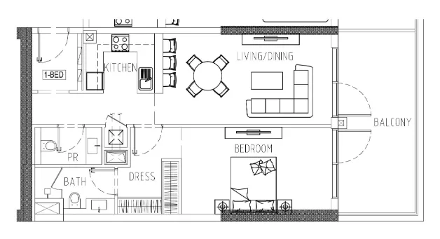 1 bedroom Apartments floor plan at Damac Riverside Views