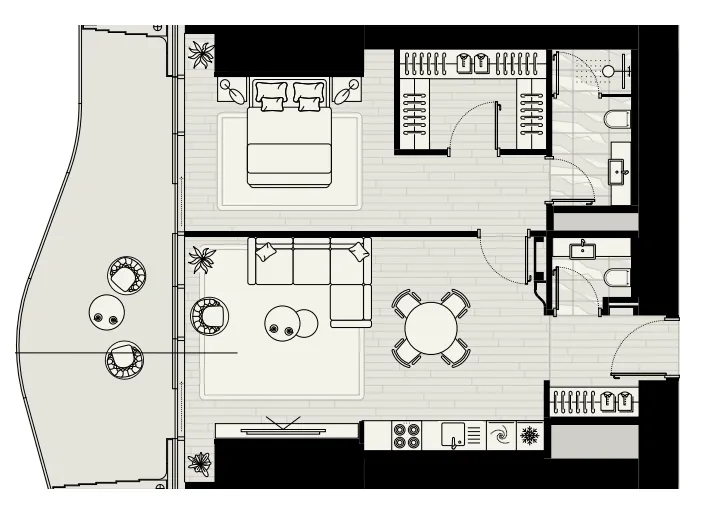 1 bedroom Apartments floor plan at Iconic Tower