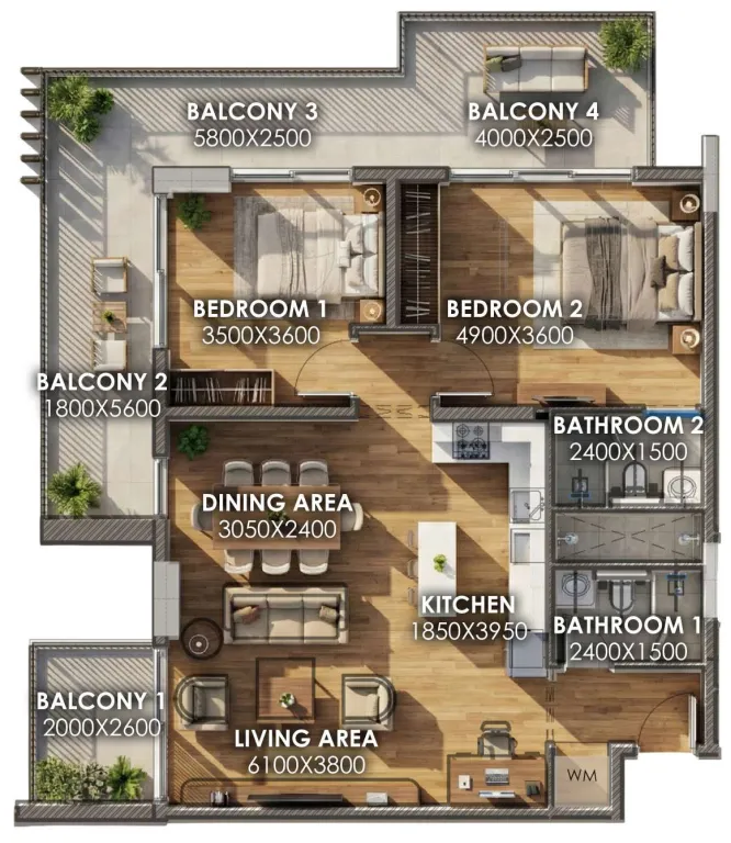 2 bedroom Apartments floor plan at Armas By Zenith
