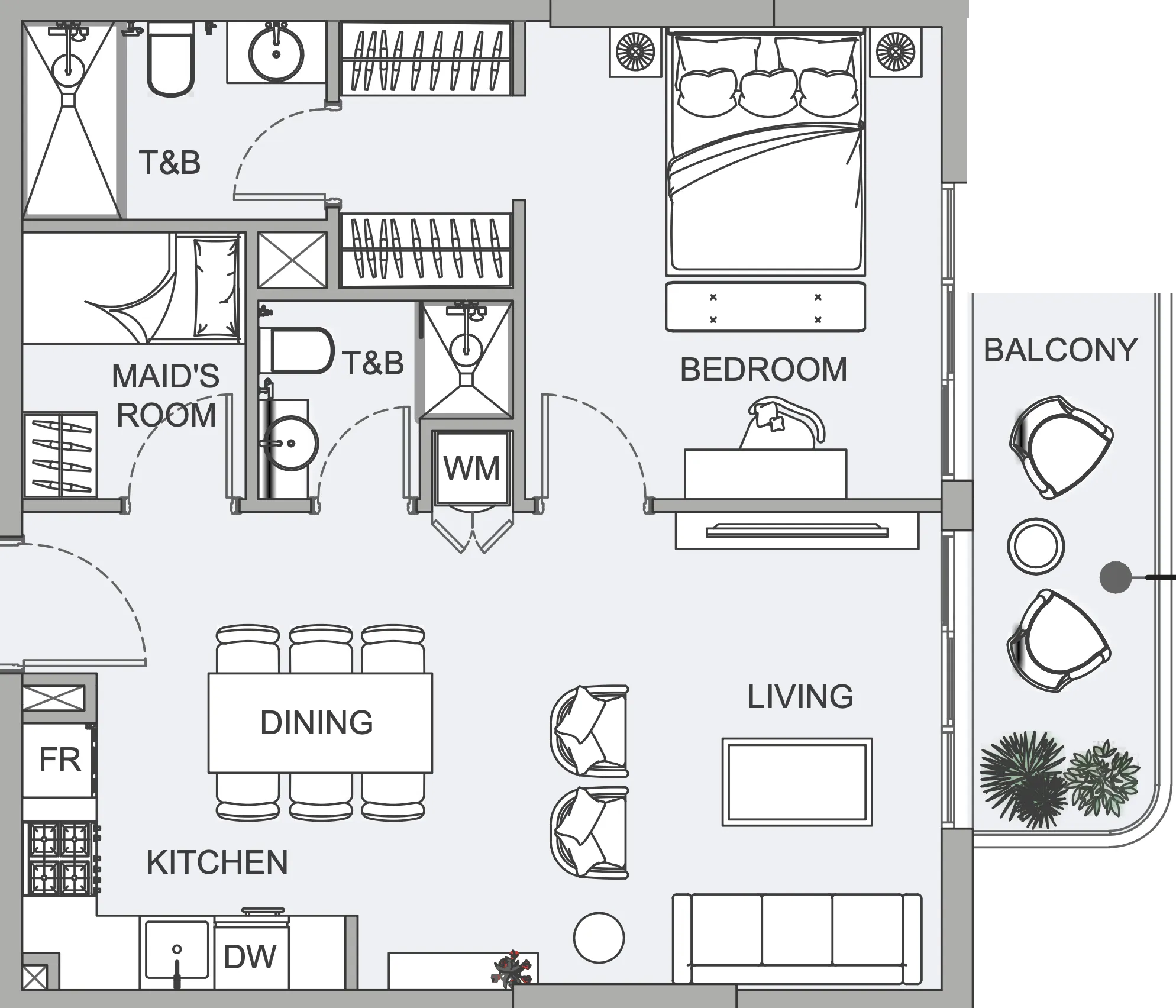 1.5 bedroom Apartments floor plan at TETR1S Tower