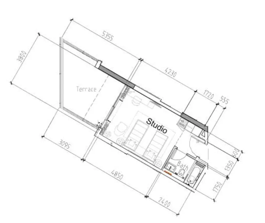 0 bedroom Apartments floor plan at Damac Hills 2 - Hotel Edge by Rotana