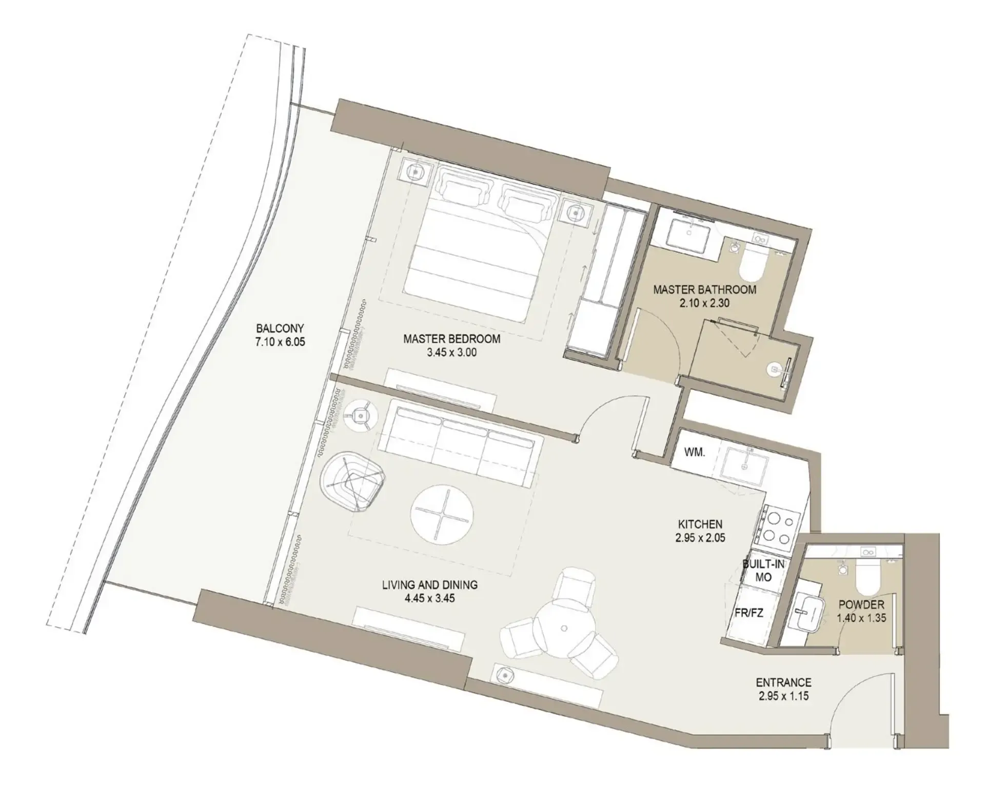 1 bedroom Apartments floor plan at Laguna Residence