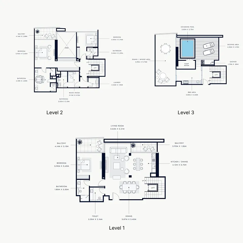 3.5 bedroom Penthouse floor plan at Riviera Rêve