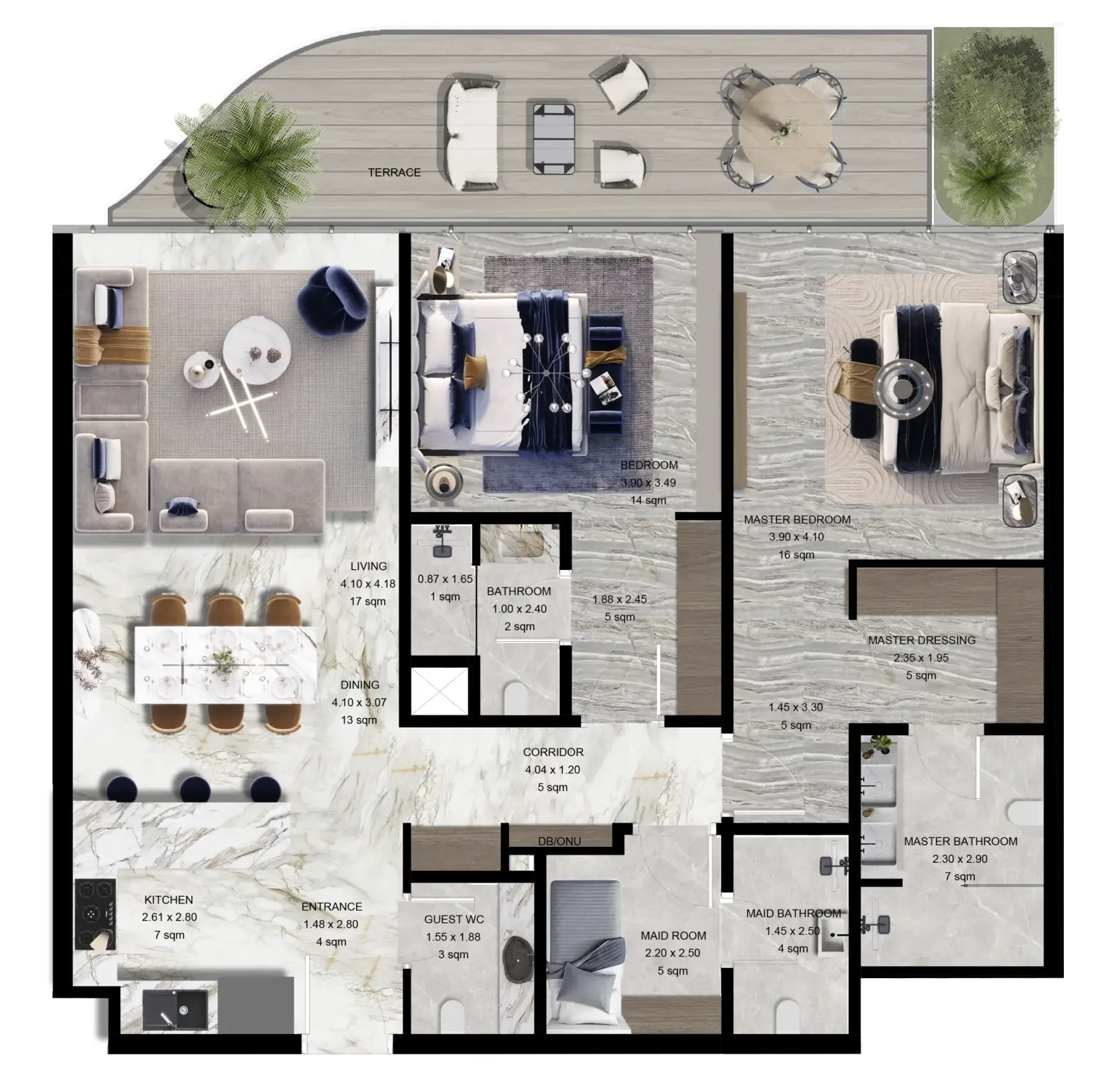 2 bedroom Apartments floor plan at Jacob and Co Beachfront Living