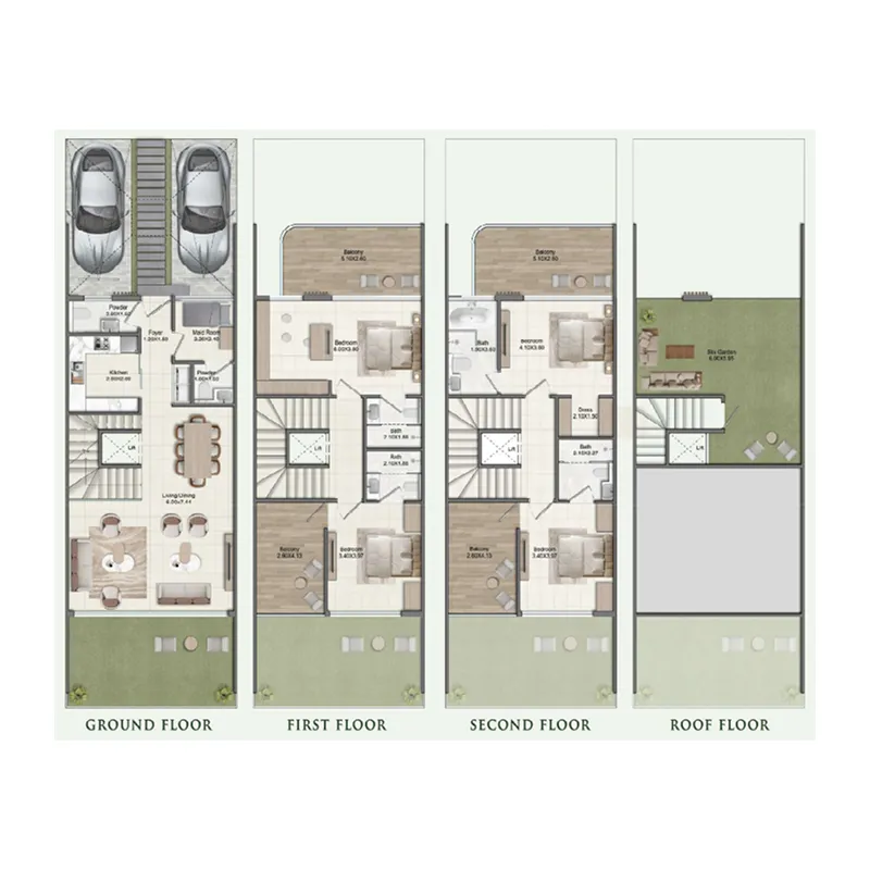 4.5 bedroom Townhouse floor plan at Greenz