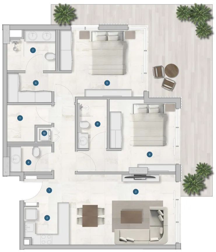 2 bedroom Apartments floor plan at Sola Residences