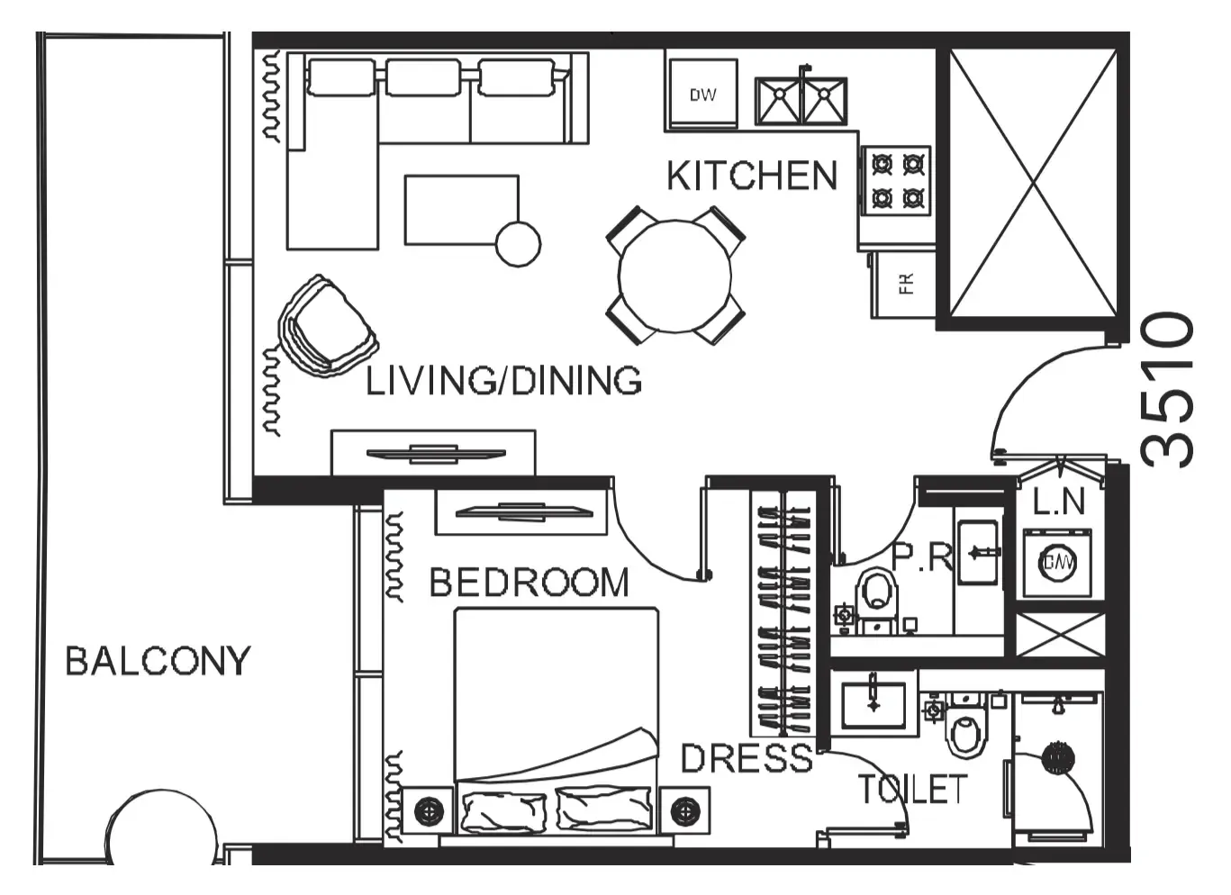 1 bedroom Apartments floor plan at The WOW Tower