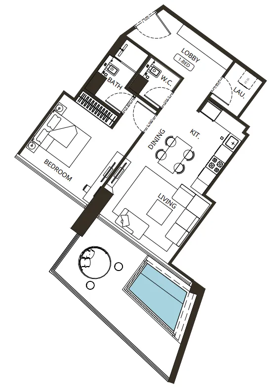1 bedroom Apartments floor plan at Binghatti Grove