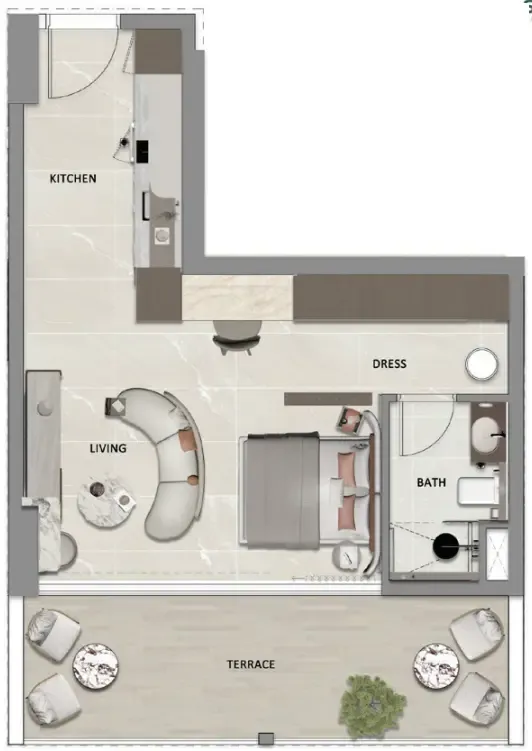1 bedroom Apartments floor plan at South Lofts