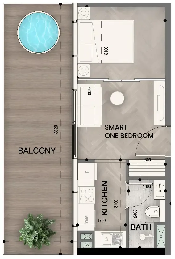 0 bedroom Apartments floor plan at Sky Line by Peace Homes