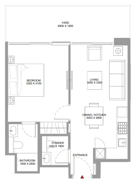 1 bedroom Apartments floor plan at Pristine Beach Residences