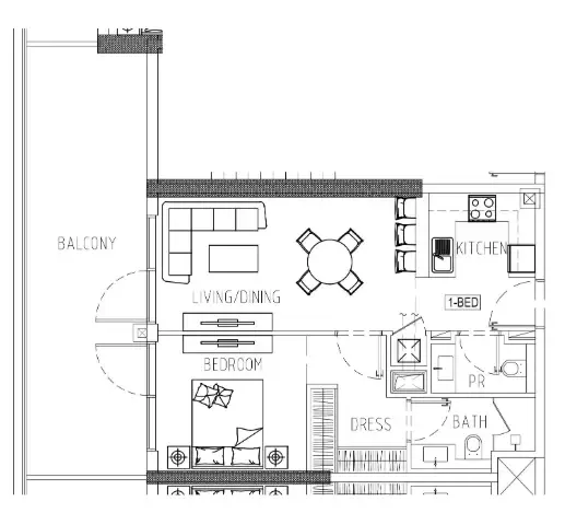 1 bedroom Apartments floor plan at Damac Riverside Views