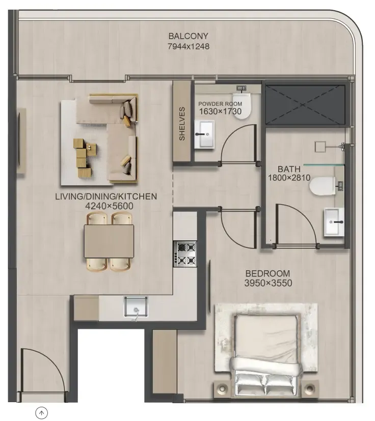 1 bedroom Apartments floor plan at J188