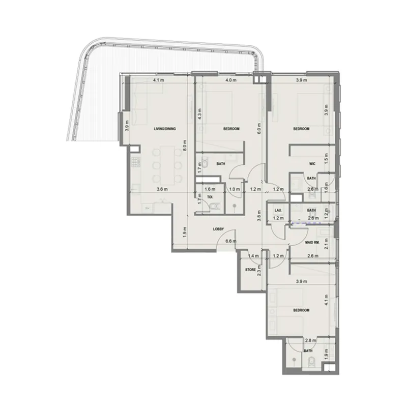 3 bedroom Apartments floor plan at Blue Marina Residence