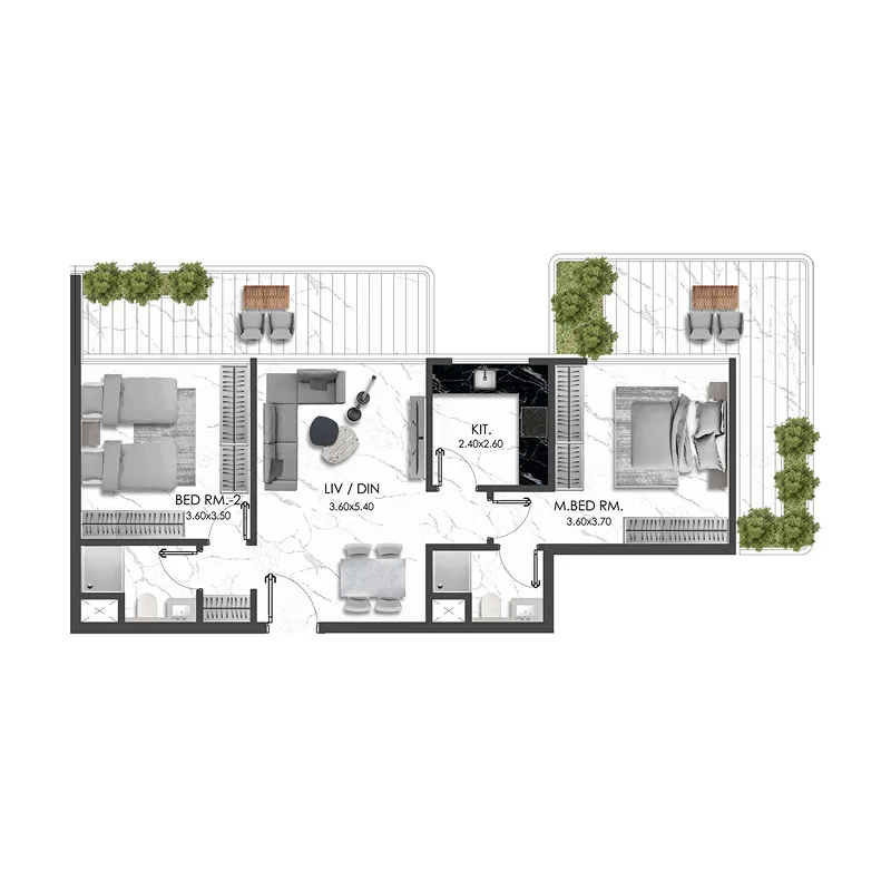 2 bedroom Apartments floor plan at Rise by Blanco Thornton