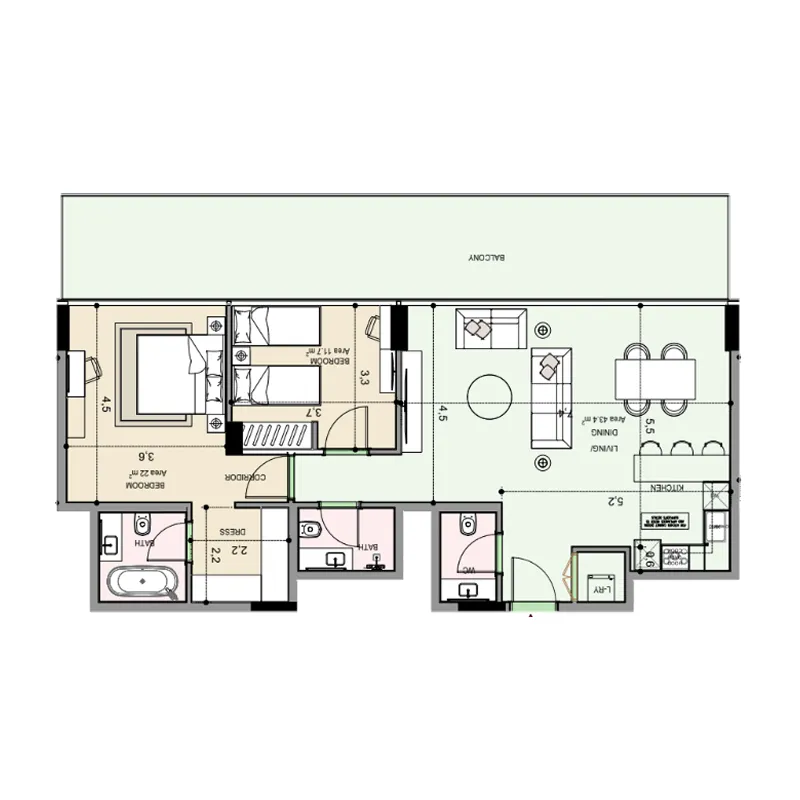 2 bedroom Apartments floor plan at Edgewater Residences 1, 2 and 3