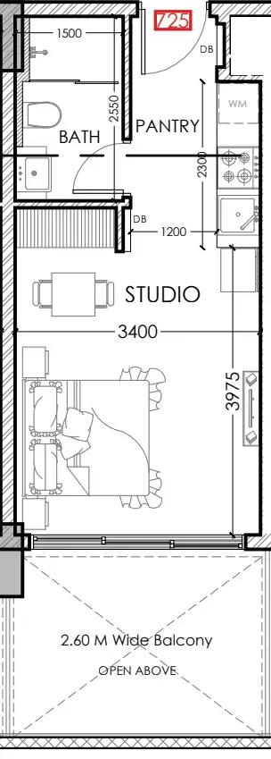 0 bedroom Apartments floor plan at Al Haseen Residences 5