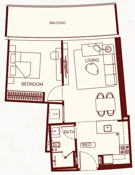 1 bedroom Apartments floor plan at Binghatti Skyflame