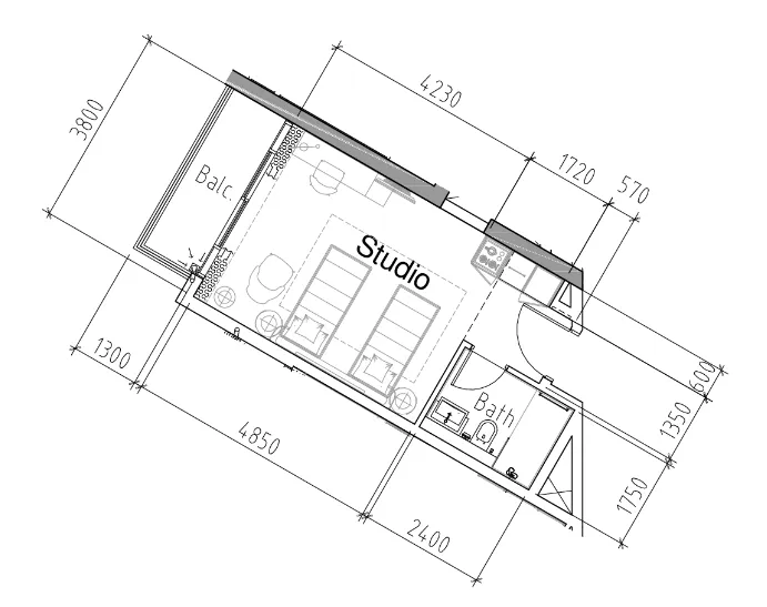 0 bedroom Apartments floor plan at Damac Hills 2 - Hotel Edge by Rotana