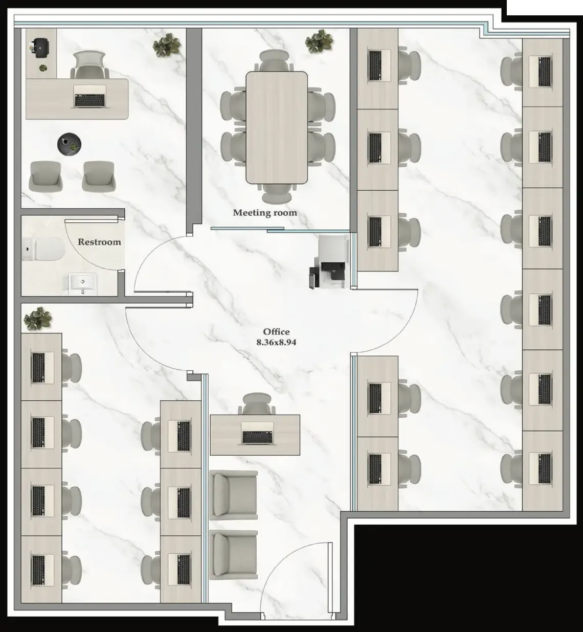  bedroom Office floor plan at Aspirz
