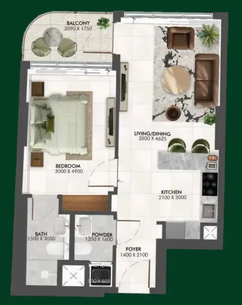 1 bedroom Apartments floor plan at Enchante