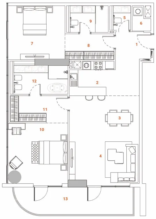 2 bedroom apartments floor plan at The Orchard Place Tower C