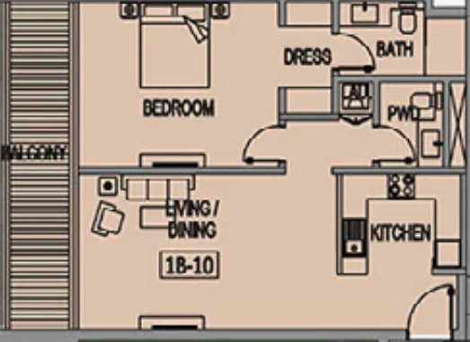 1 bedroom Apartments floor plan at Jade Tower