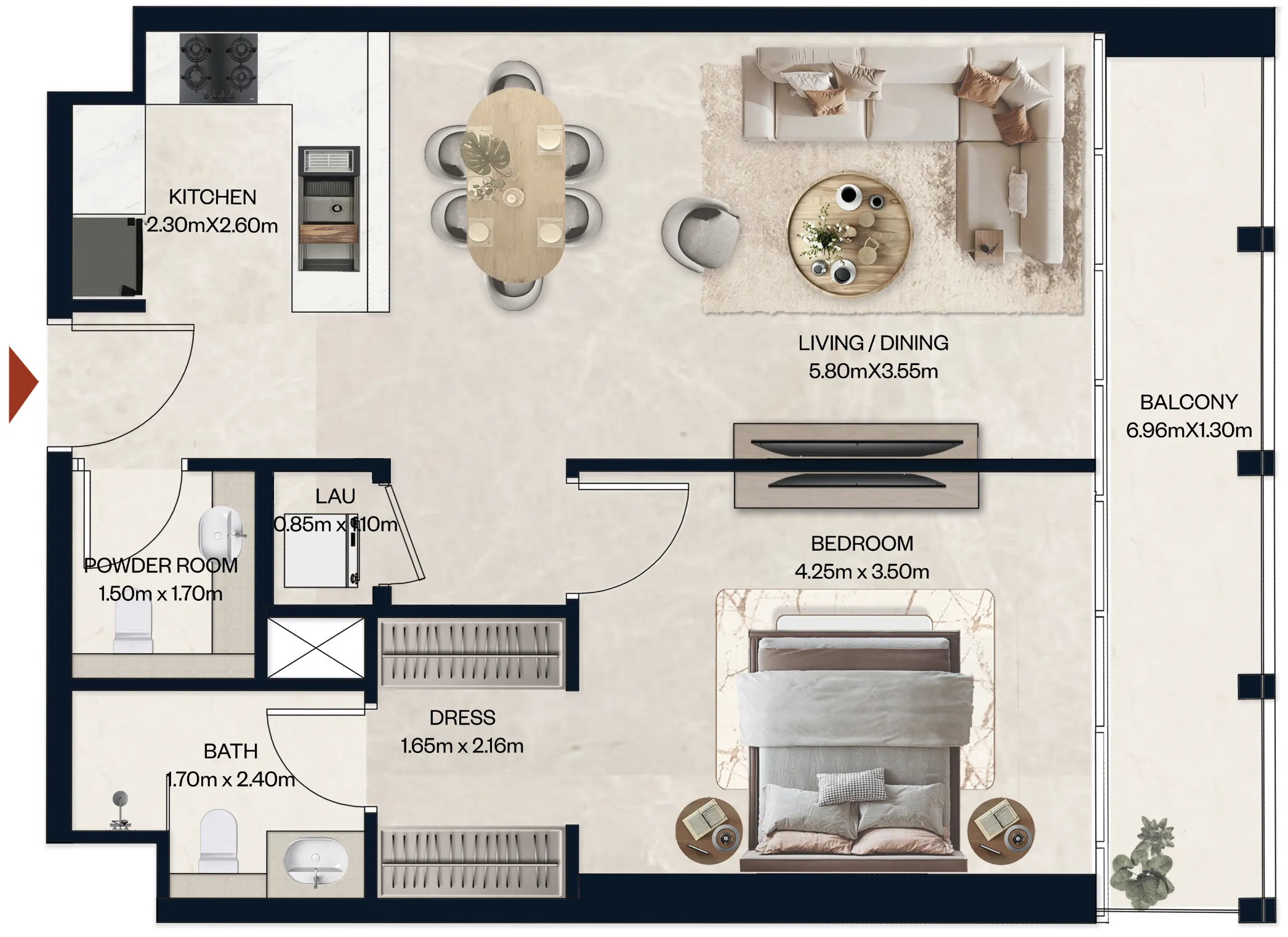 1 bedroom Apartments floor plan at Norah Residence