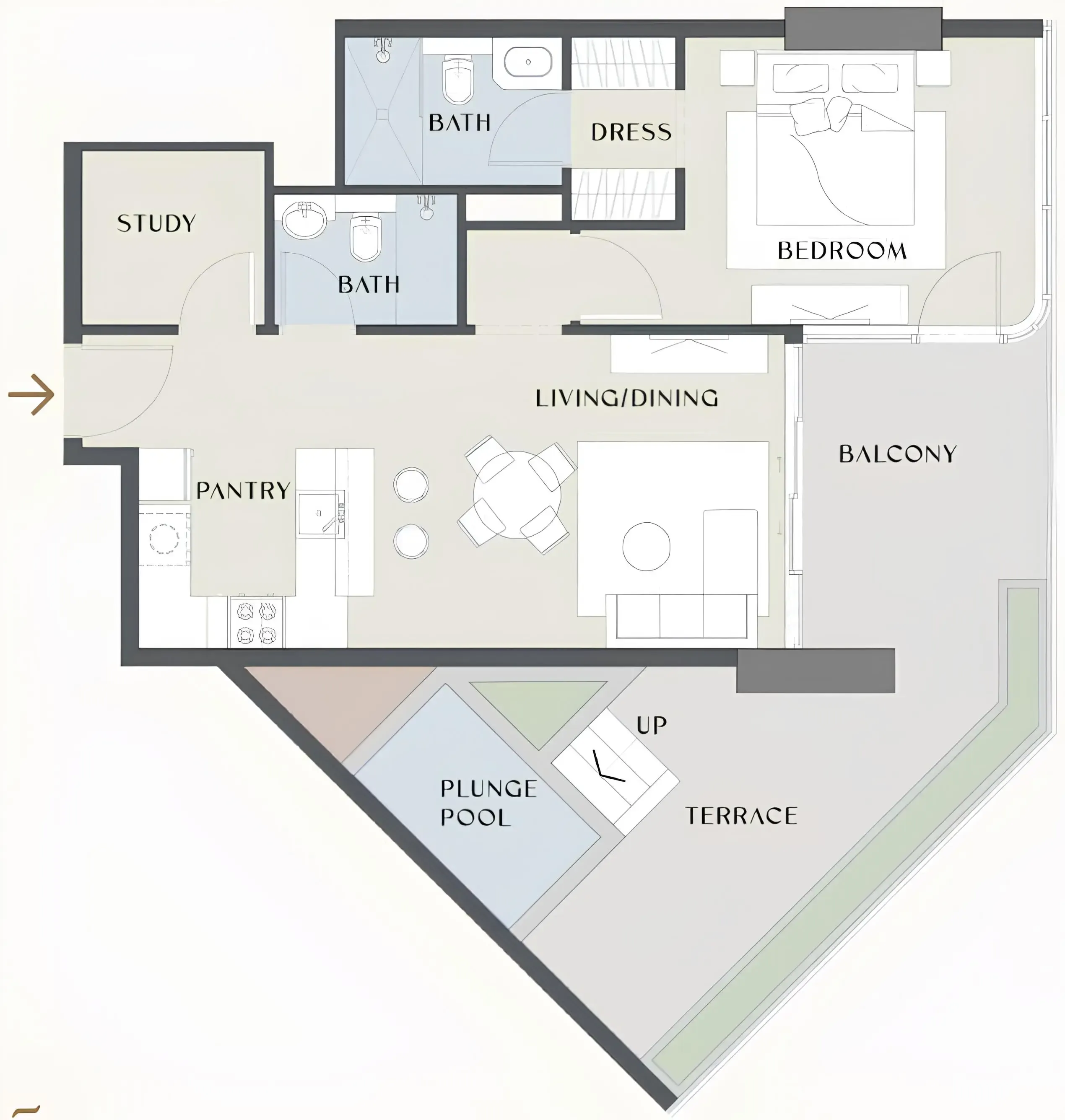 1.5 bedroom Apartments floor plan at Chelsea Gardens