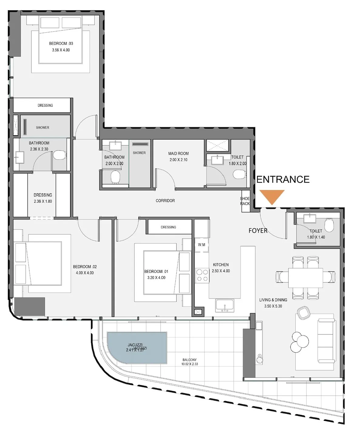 3 bedroom Apartments floor plan at Zen Lagoons by Sanzen