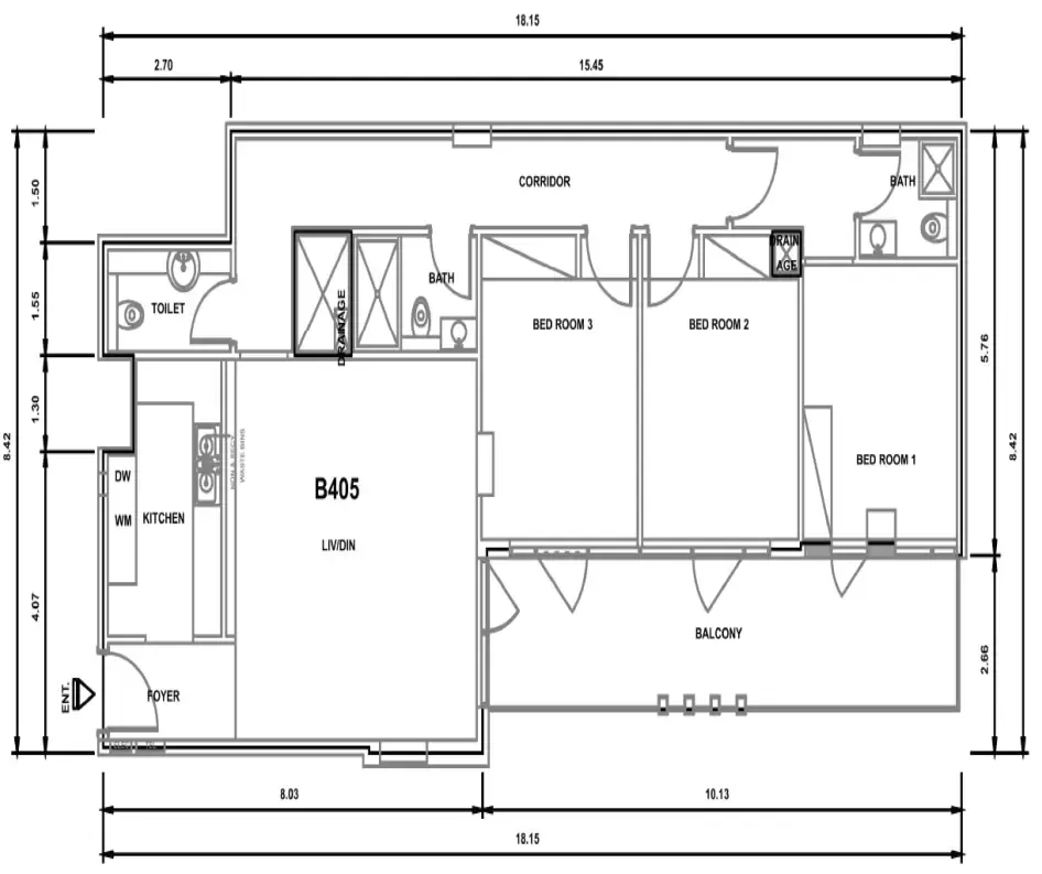 3 bedroom Apartments floor plan at Parkwood Residences