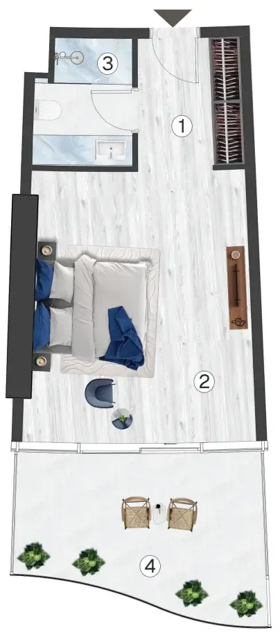 0 bedroom Apartments floor plan at Radisson Blu Hotel & Residences