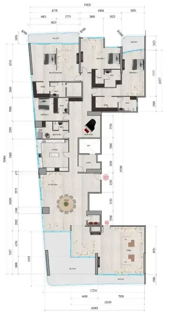 4 bedroom Apartments floor plan at Al Ghaf Tower