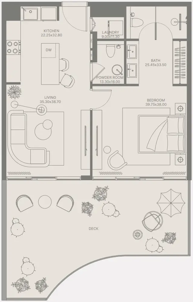 1 bedroom Apartments floor plan at Bond Enclave