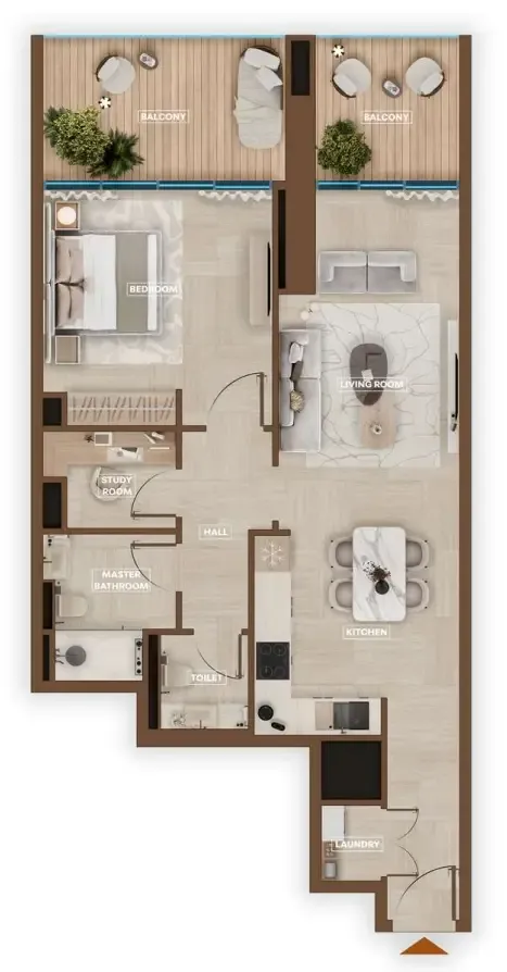 1 bedroom Apartments floor plan at Sky Hills Astra