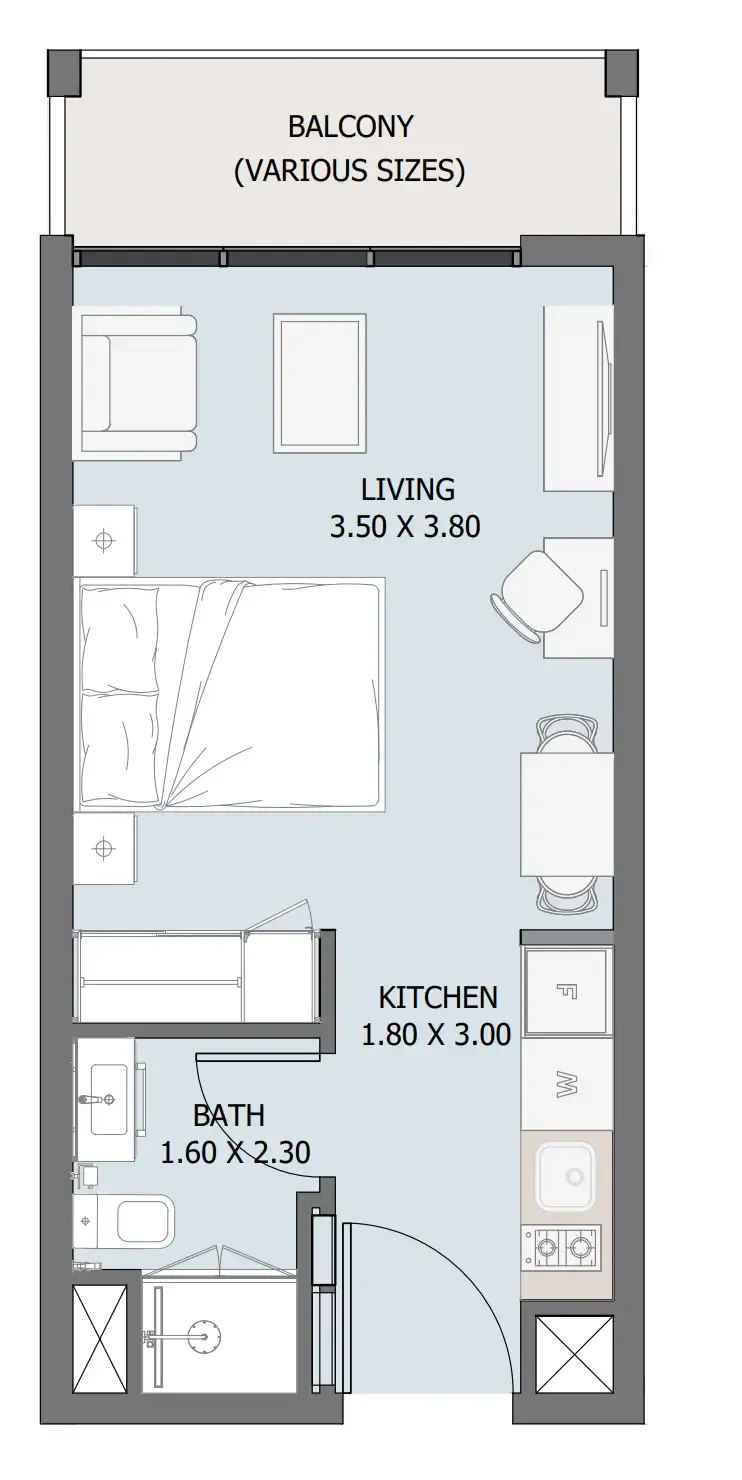 0 bedroom Apartments floor plan at Verdana III