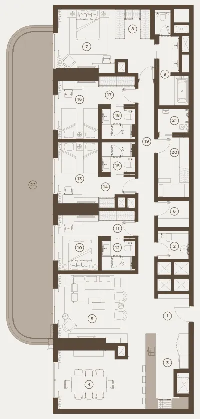 4 bedroom Apartments floor plan at Rixos Al Reem Residences