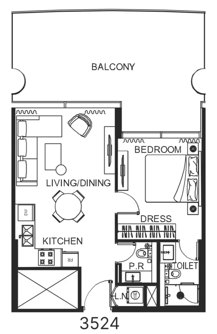 1 bedroom Apartments floor plan at The WOW Tower