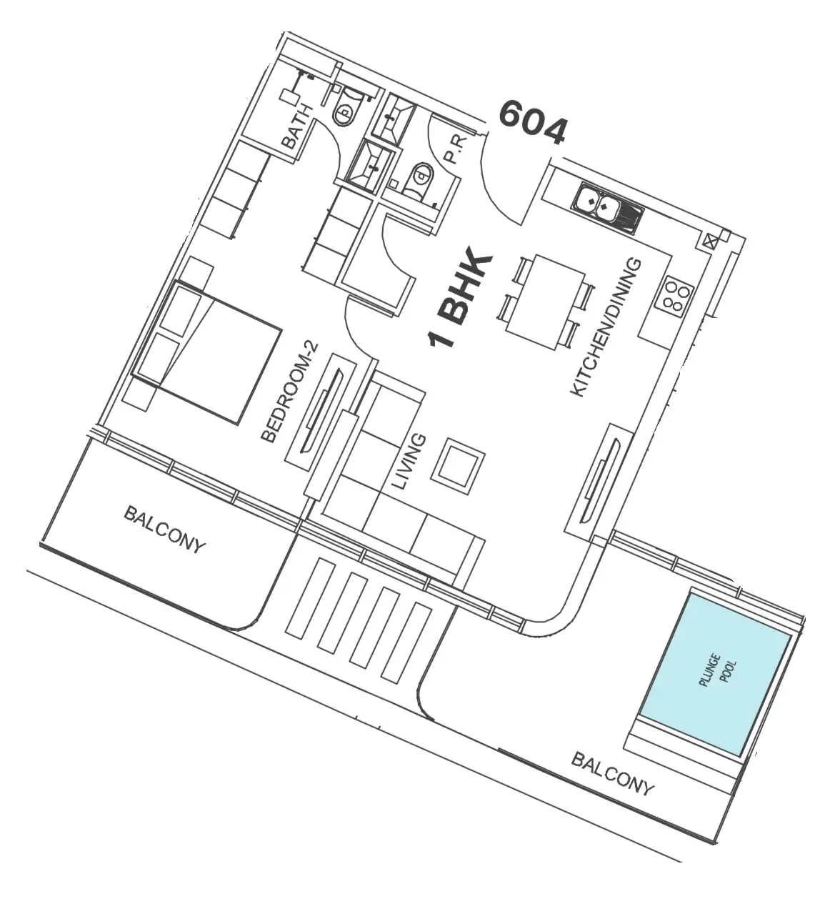 1 bedroom Apartments floor plan at Villa Del Garda