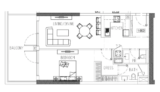 1 bedroom Apartments floor plan at Damac Riverside Views