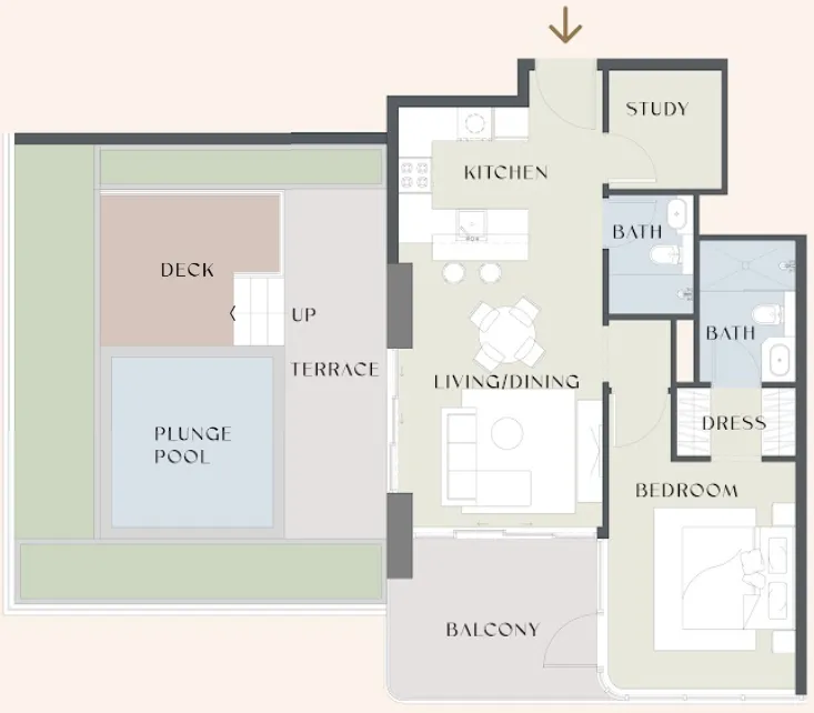 1.5 bedroom Apartments floor plan at Chelsea Gardens
