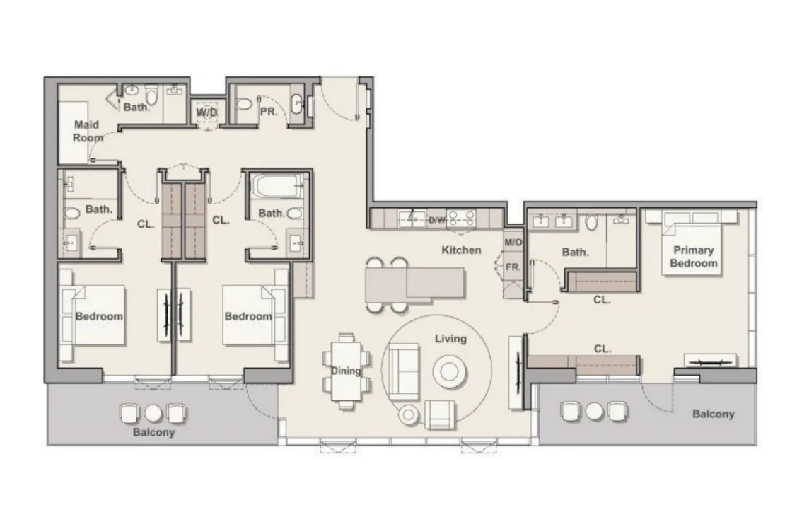 3 bedroom Apartments floor plan at Soto Grande