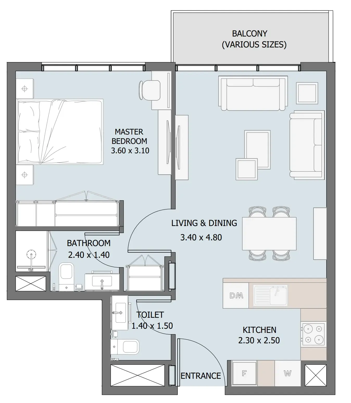 1 bedroom Apartments floor plan at Verdana III