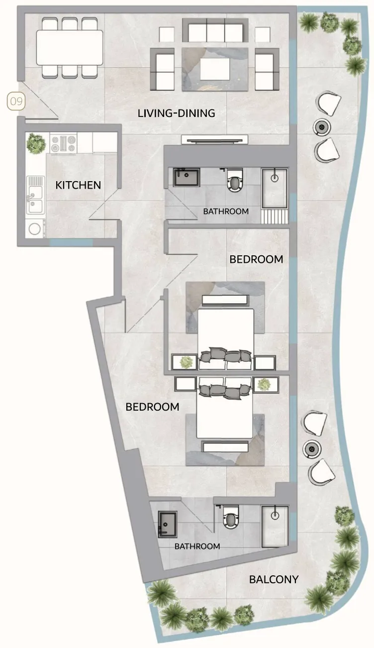 2 bedroom Apartments floor plan at One 678 Residences