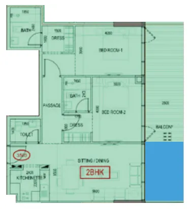 2 bedroom Apartments floor plan at Ivy Gardens 2 by Samana