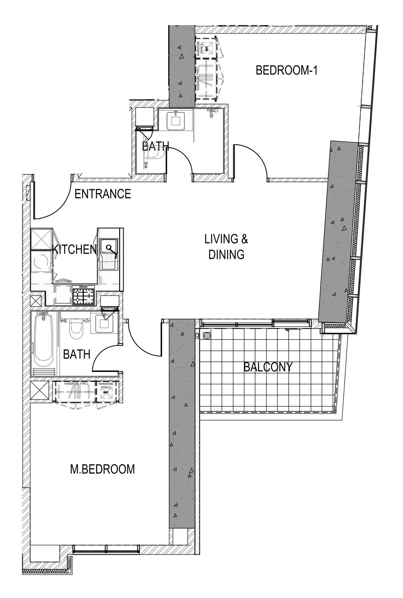 2 bedroom Apartments floor plan at Aykon City Tower