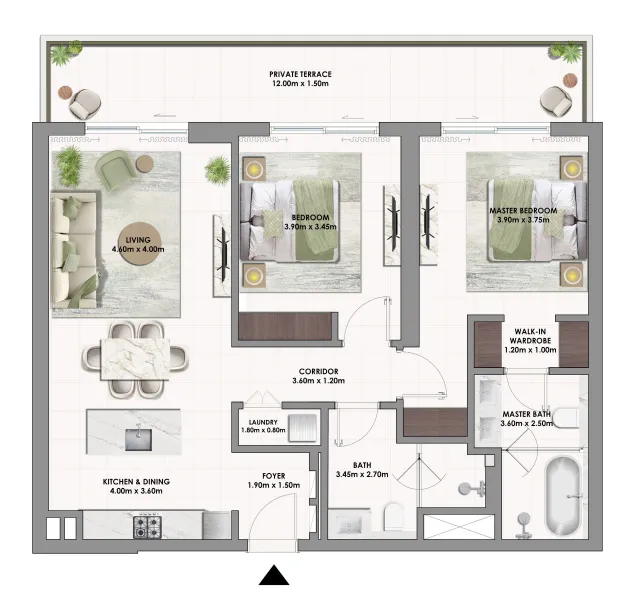 2 bedroom Apartments floor plan at Golf Dale