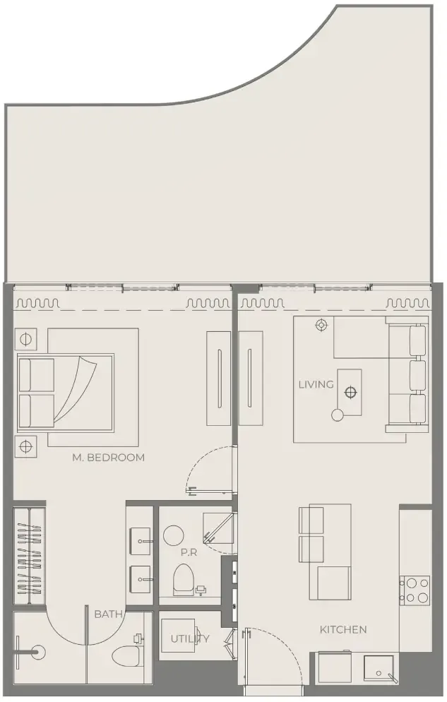1 bedroom Apartments floor plan at Bond Enclave