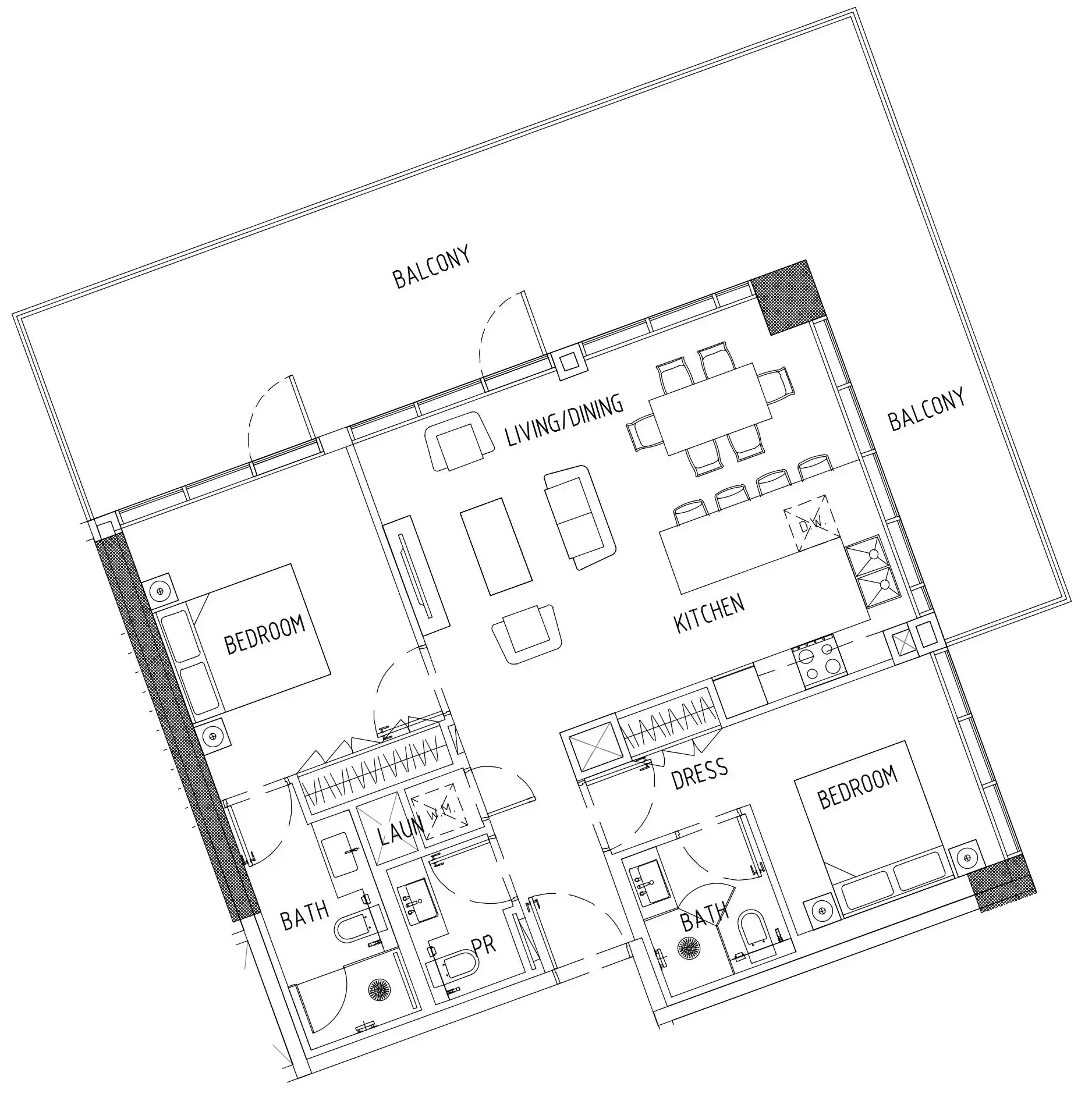 2 bedroom Apartments floor plan at Damac District